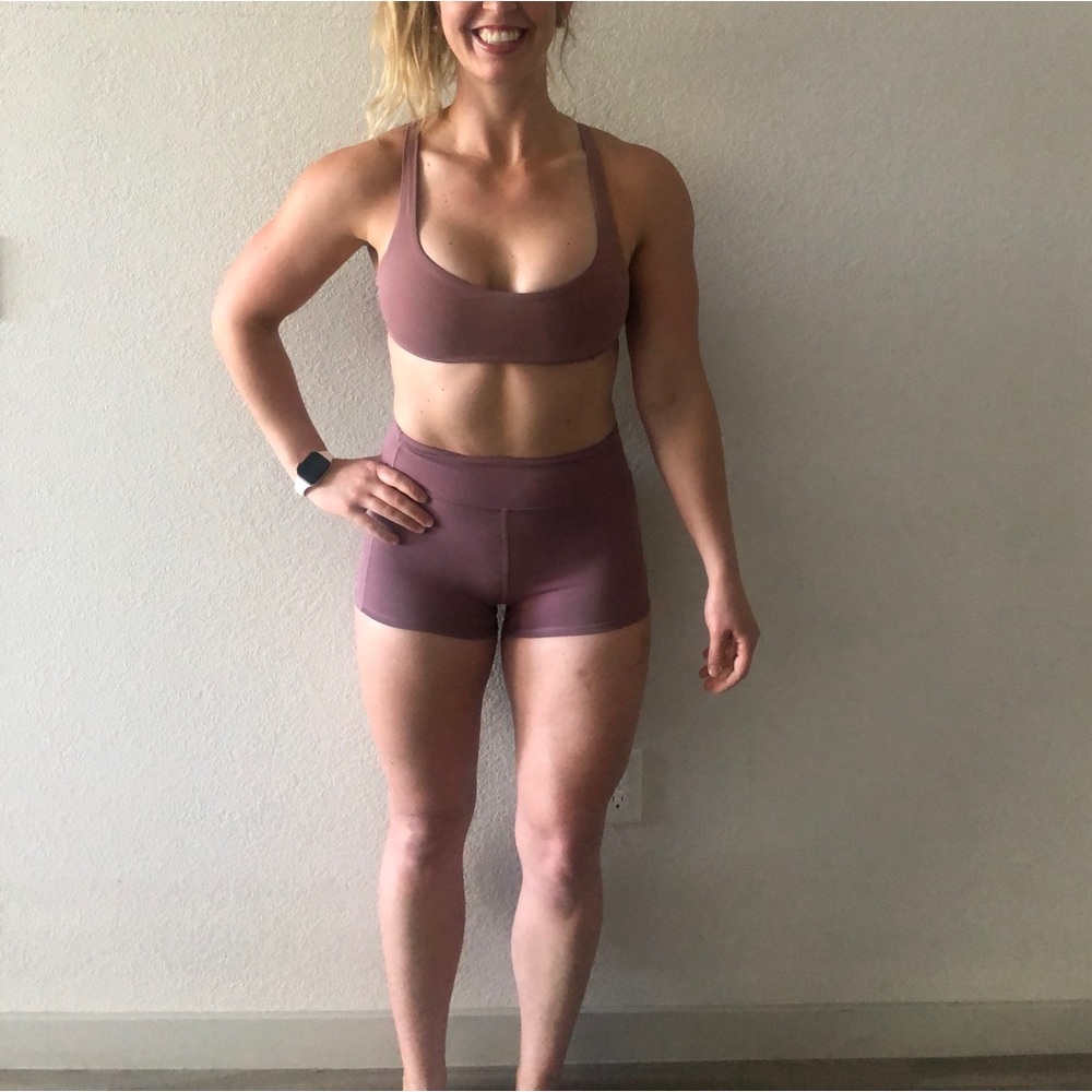 Mauve ALIGN shorts and free to be bra